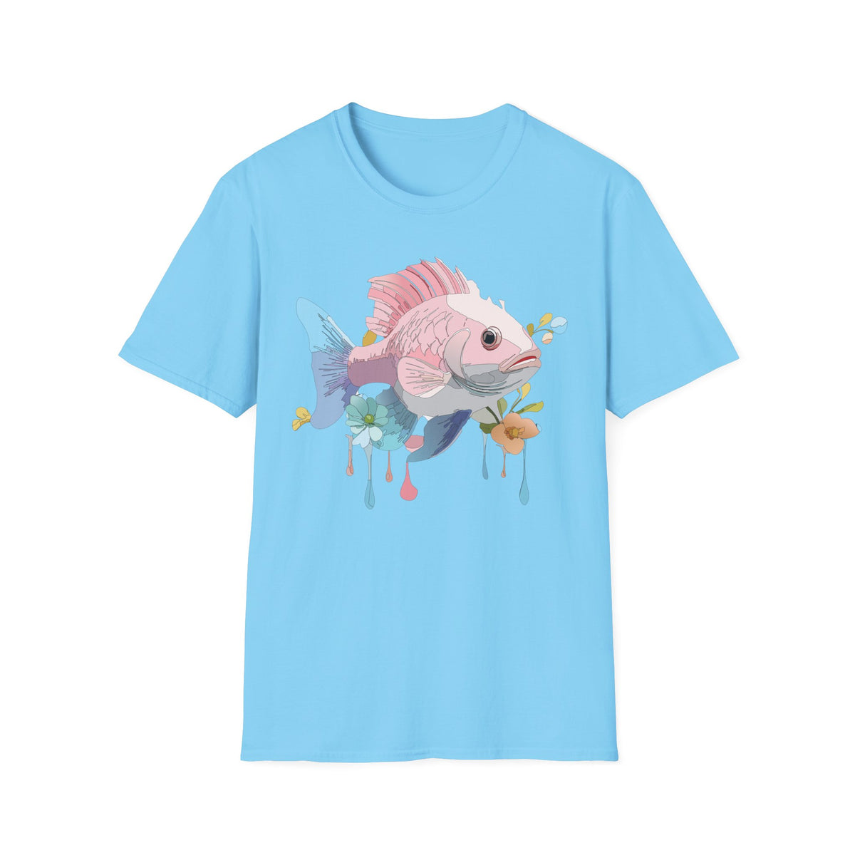 Pastel Fish Illustration T-Shirt | Pink Blue Tropical Fish Art