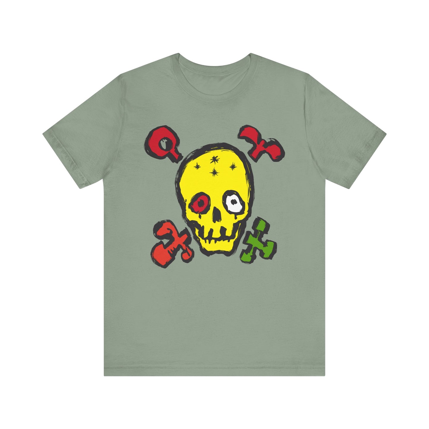 Yellow Skull Graphic Design Tee, Skull Shirt, Vintage Tees, Art Design T-Shirt, Vintage Graphic Tee, Art Shirts with Skulls