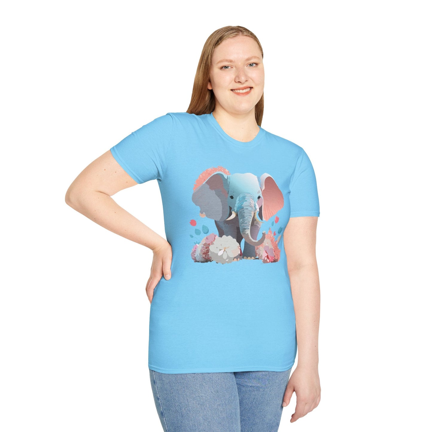 Elephant T Shirt Unisex Softstyle Graphic Tee With Elephant Animation Animal Print