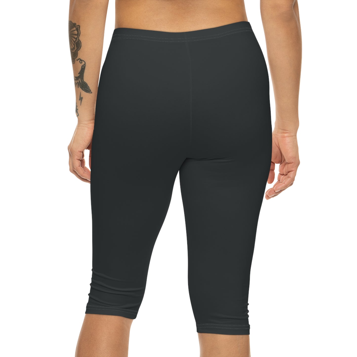 Gunmetal Color Women's Brushed Suede Poly Span Casual Capri Leggings XS-2XL