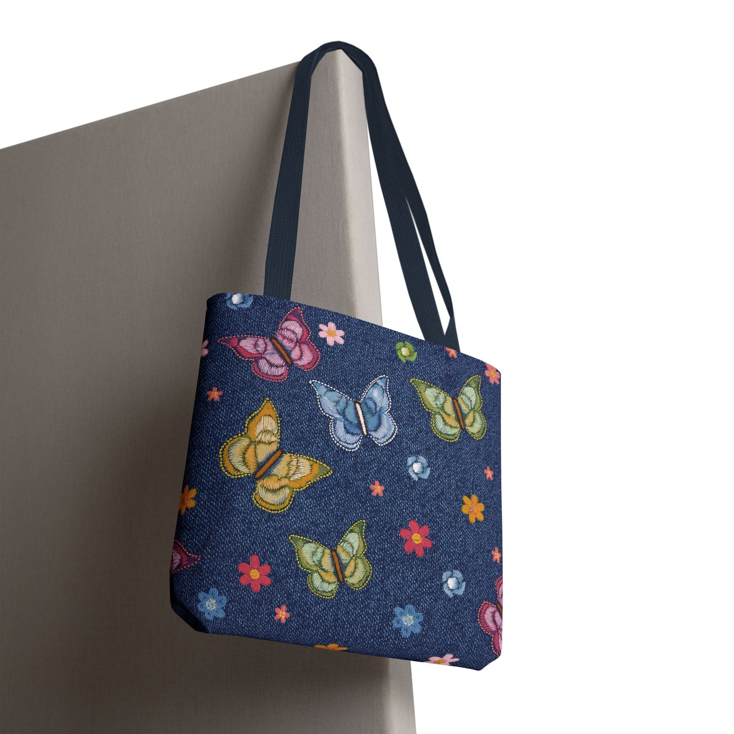 Denim Fabric Imitation Print Unisex Canvas Bag Poly Spun 3 Sizes Tote Bag 166