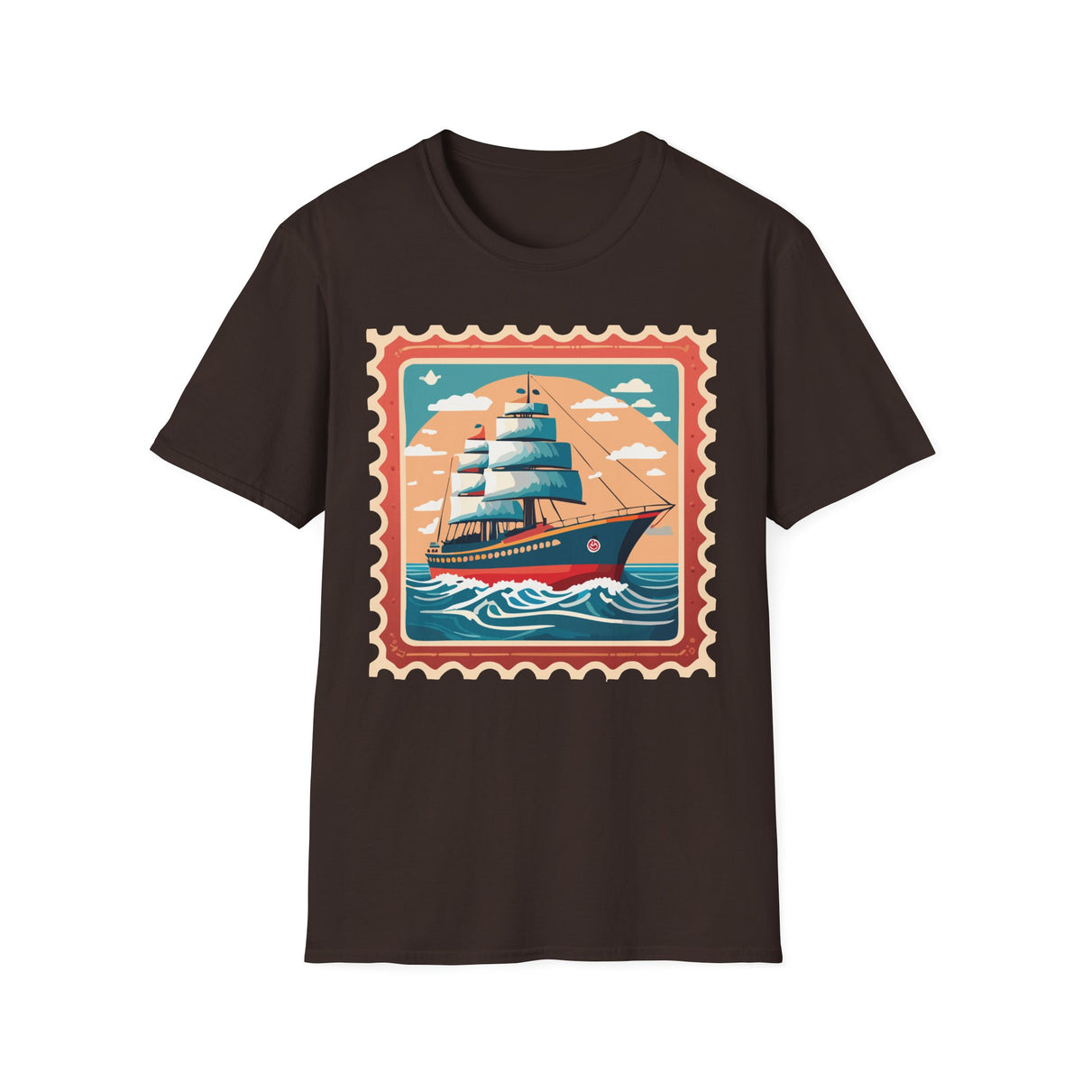 Vintage Sailing Ship T-Shirt | Retro Ocean Stamp Graphic Tee