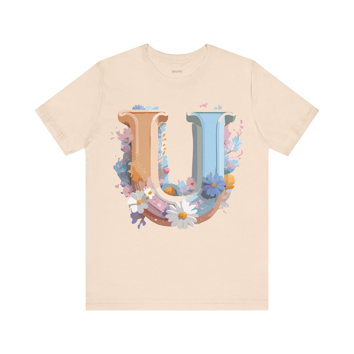 Letter U Graphic Unisex Cotton Bella+Canvas Tee with Art Letter Design