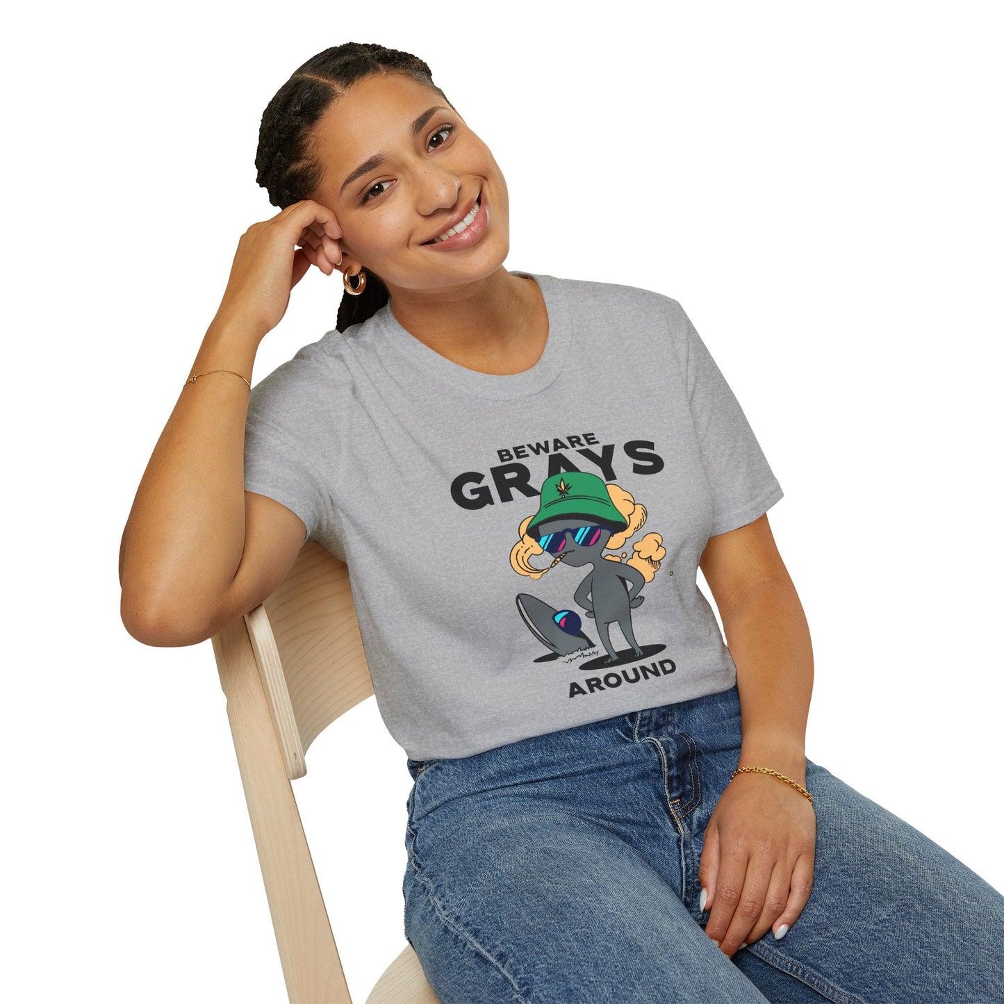 Funny Aliens UFO Graphic Unisex Cotton T-Shirt  18