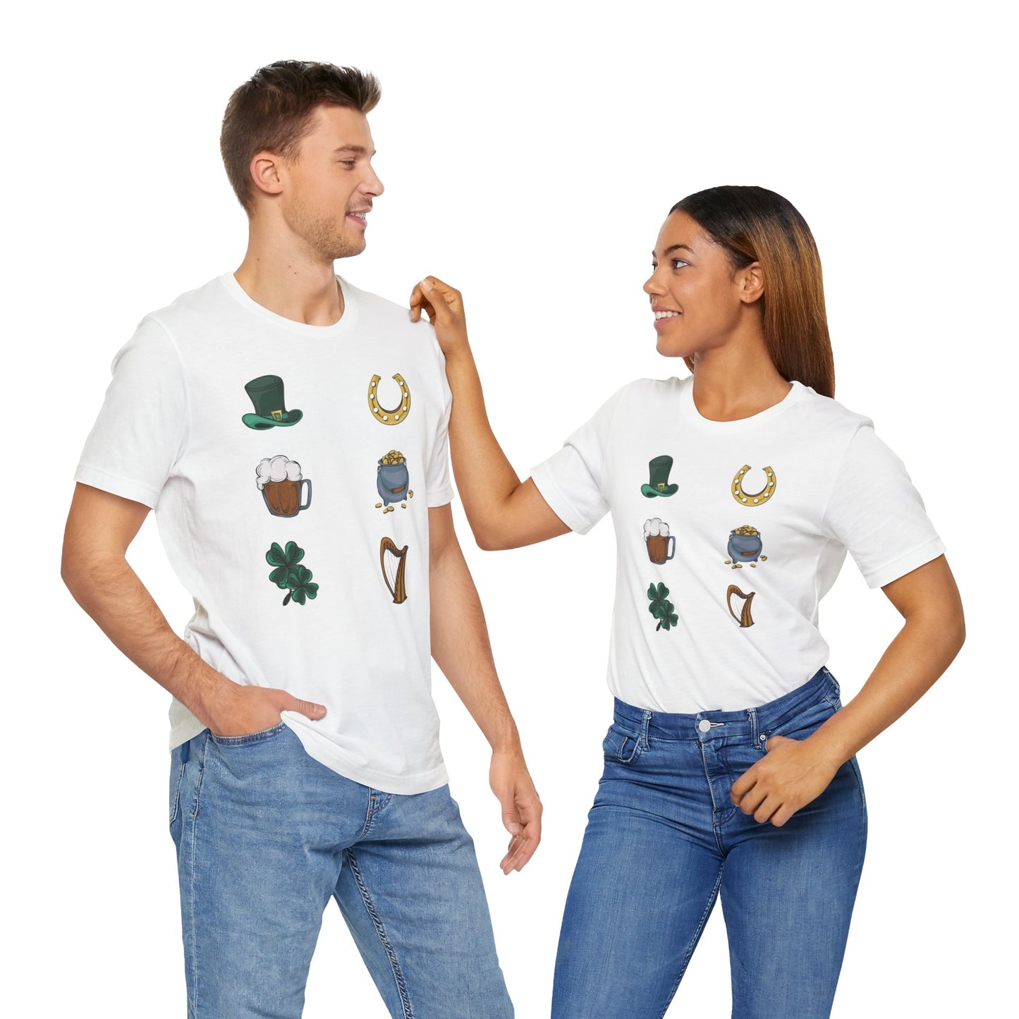 Camiseta unisex de algodón con estampados de la suerte