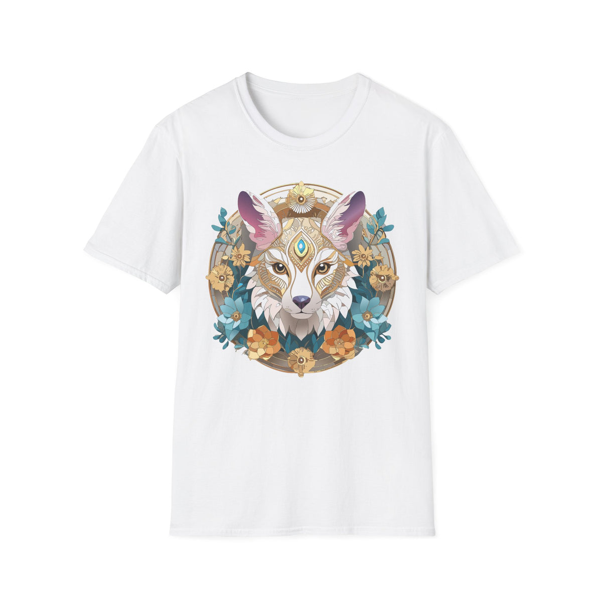 Mystic Fox Mandala T-Shirt | Floral Fox Portrait, Boho Animal Tee