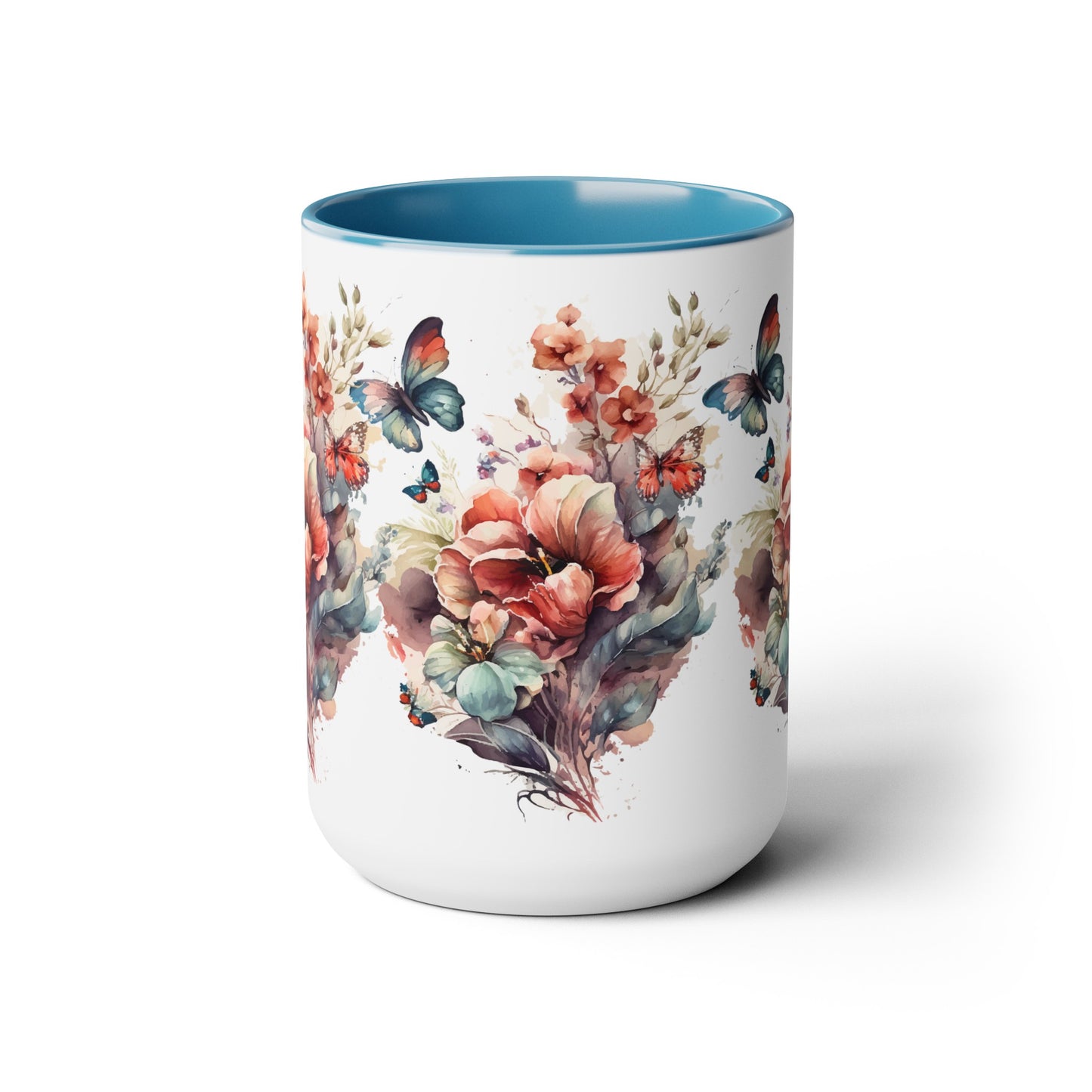 Two-Tone Coffee Mugs with butterfly