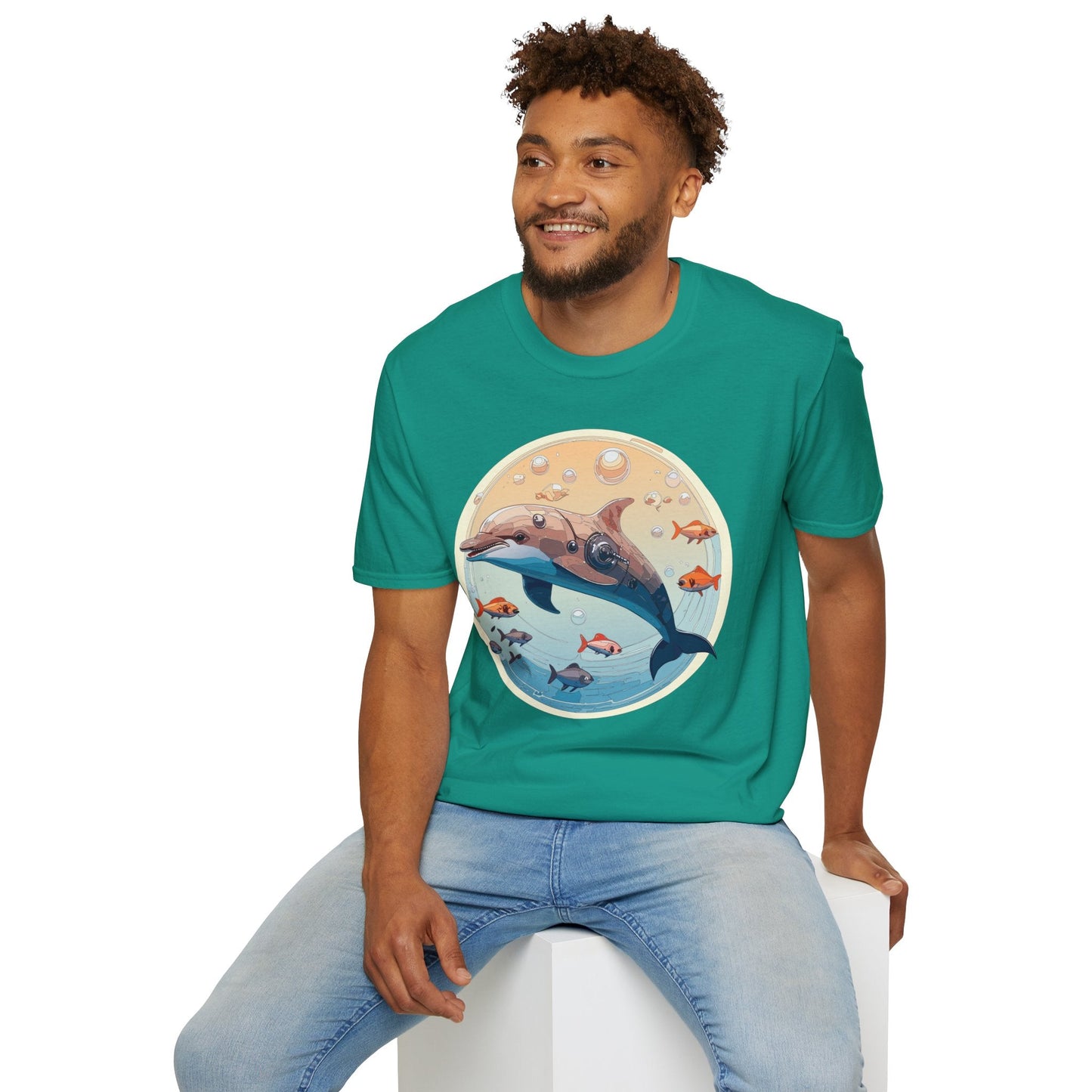 Dolphin Shirt Unisex Softstyle Tee 100 Percent Ring Spun Cotton Breathable Gildan 64000