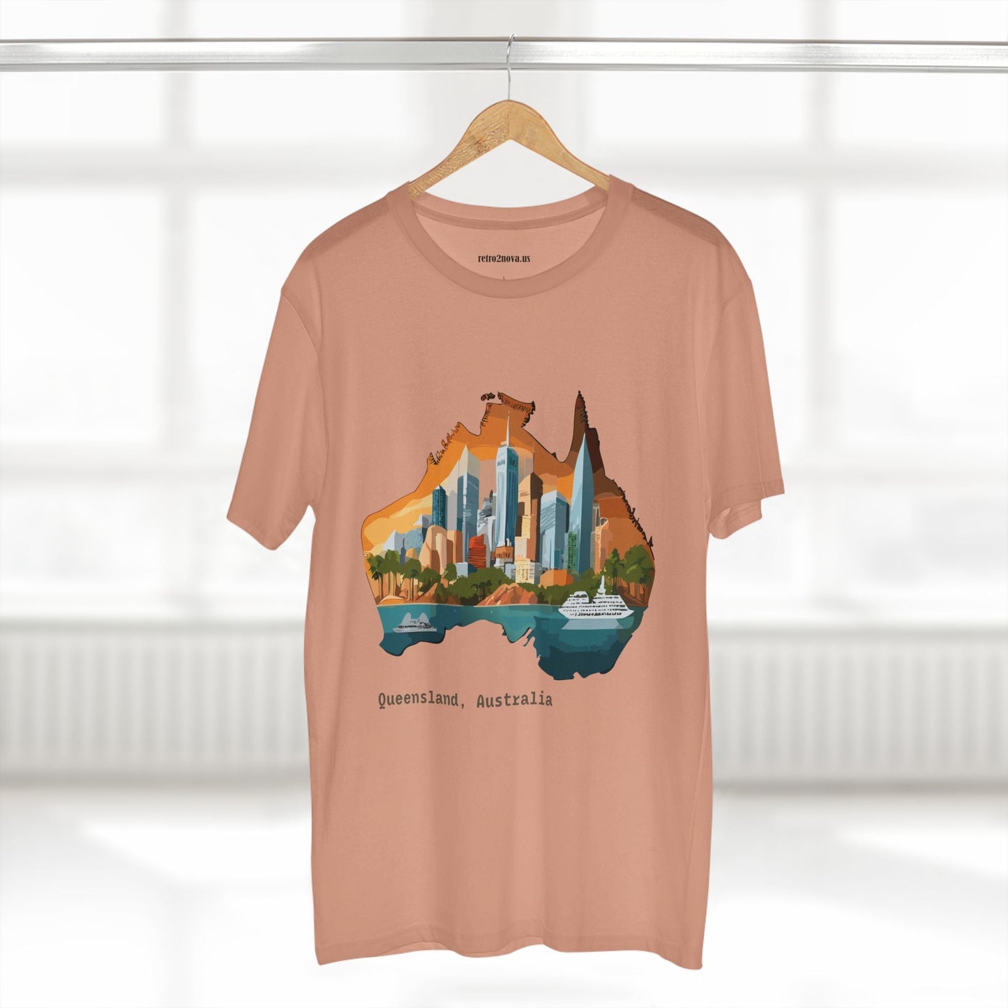 Retro2Nova Australia Travel Shirt Unisex Premium Cotton Tee With Original Art Design