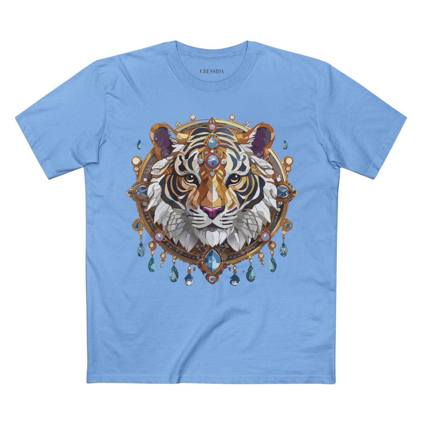Tiger Graphic Unisex 100 Cotton Tee With Unique Animal Golden Medallion Art Design 55