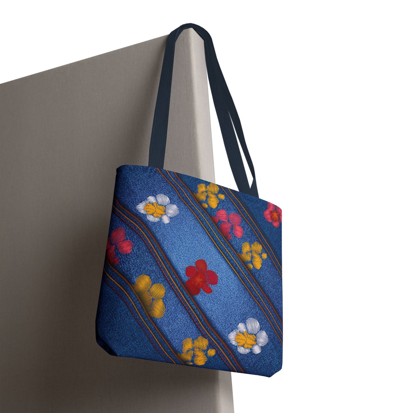 Denim Fabric Imitation Print Unisex Canvas Bag Poly Spun 3 Sizes Tote Bag 135