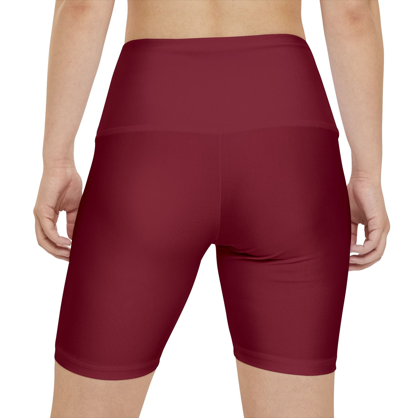Burgundy Women's Workout Shorts — Burgundy High-Waist Bike Shorts for Exercise & Activewear