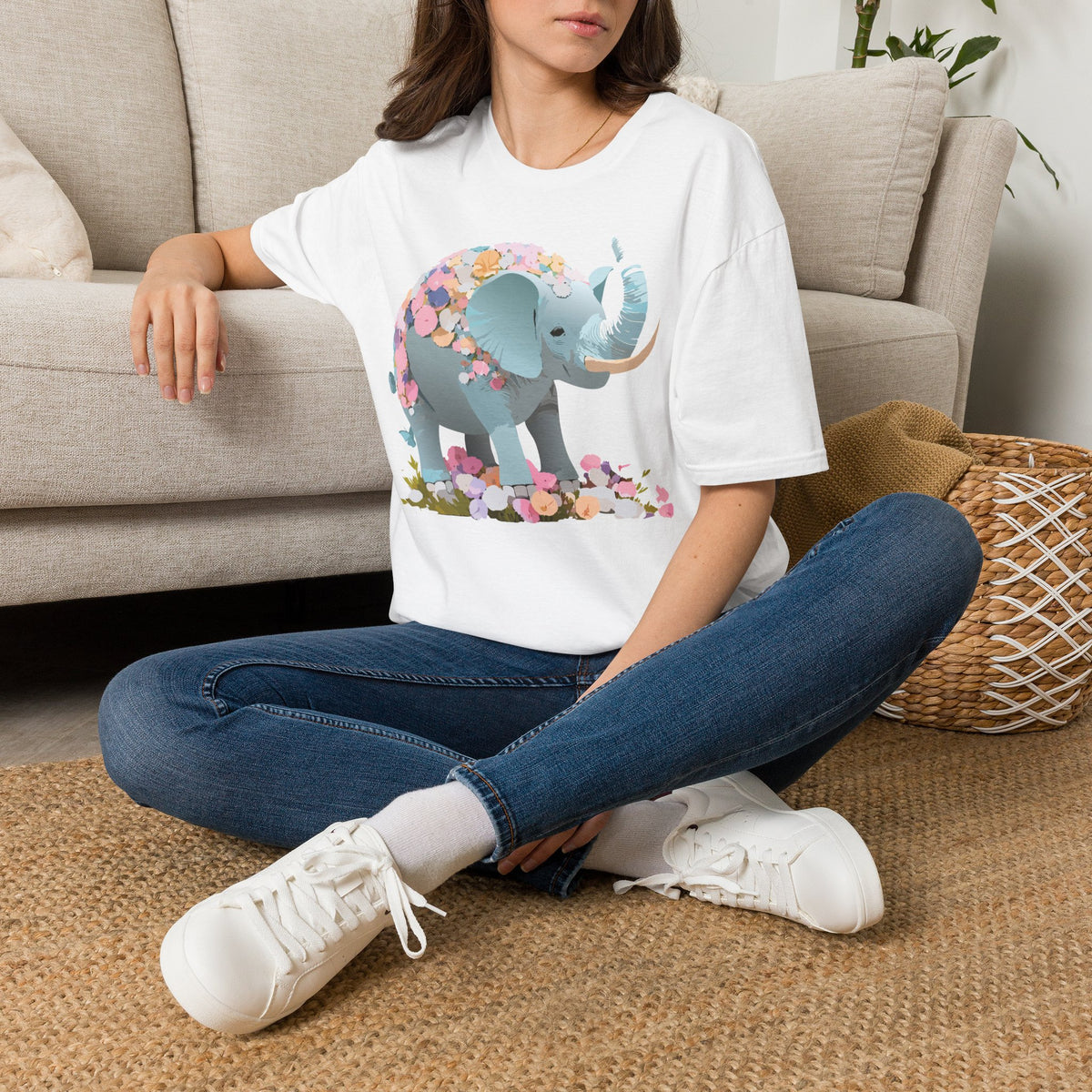 Floral Baby Elephant T-Shirt | Watercolor Elephant Tee