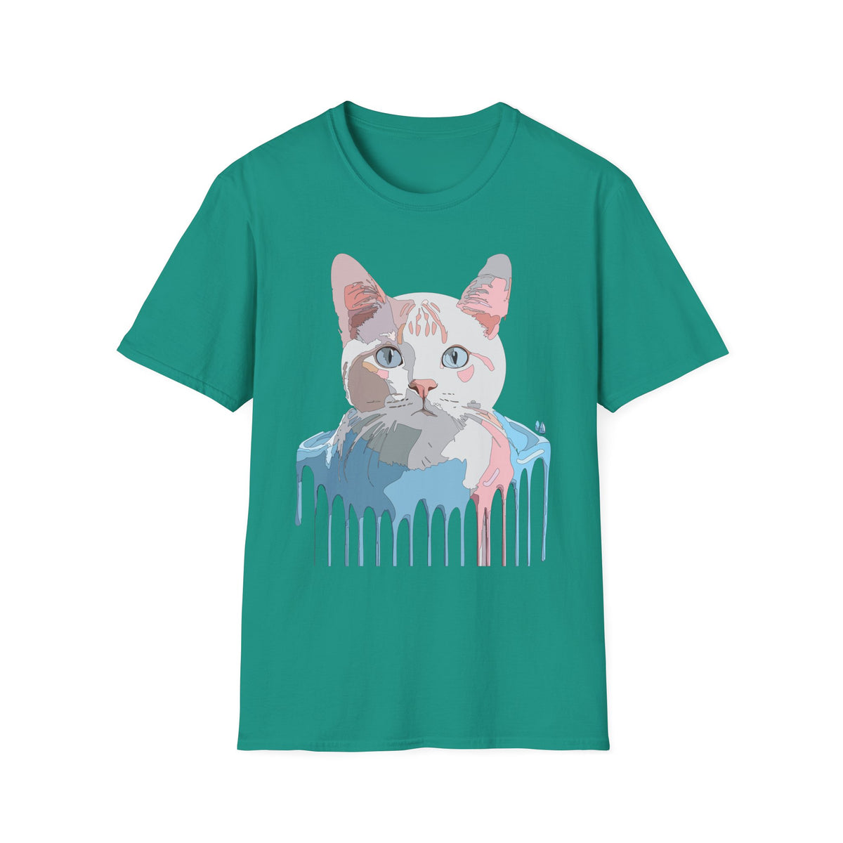 Pastel Cat Portrait T-Shirt | Watercolor Kitty Face Tee