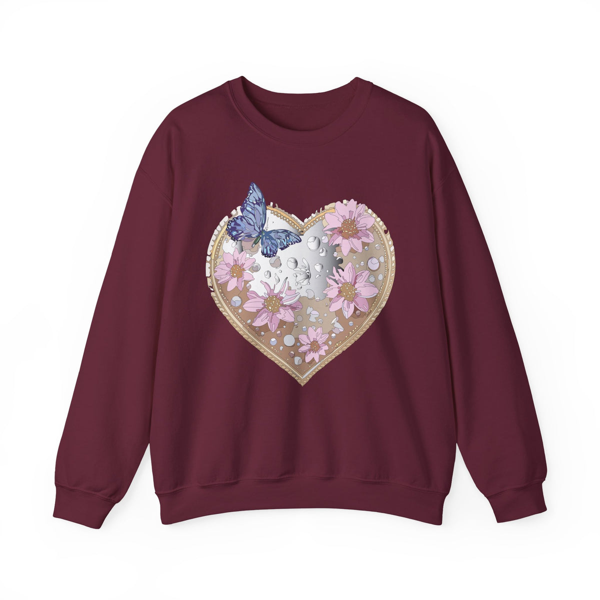 Floral Heart Love Graphic Valentine's Day Sweatshirt Unisex 50/50 Cotton-Poly Sweatshirt w34