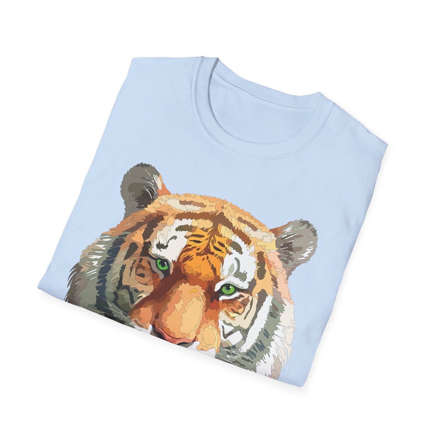 Tiger Print Shirt Unisex Animal Tee Gildan Softstyle 64000 Cotton Comfort