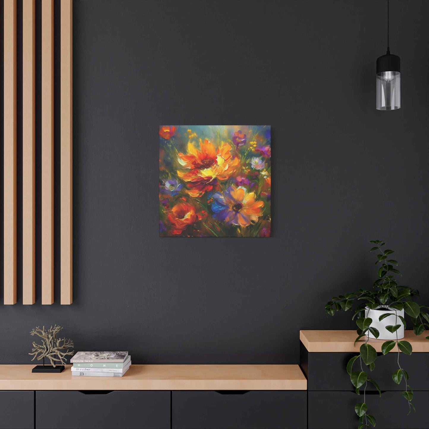 Flowers Print Canvas, Floral Oil Paint Print 20x20, 24x24, 30x30, 32x32, 36x36, Floral Art Design Print Non-Frame MC-15