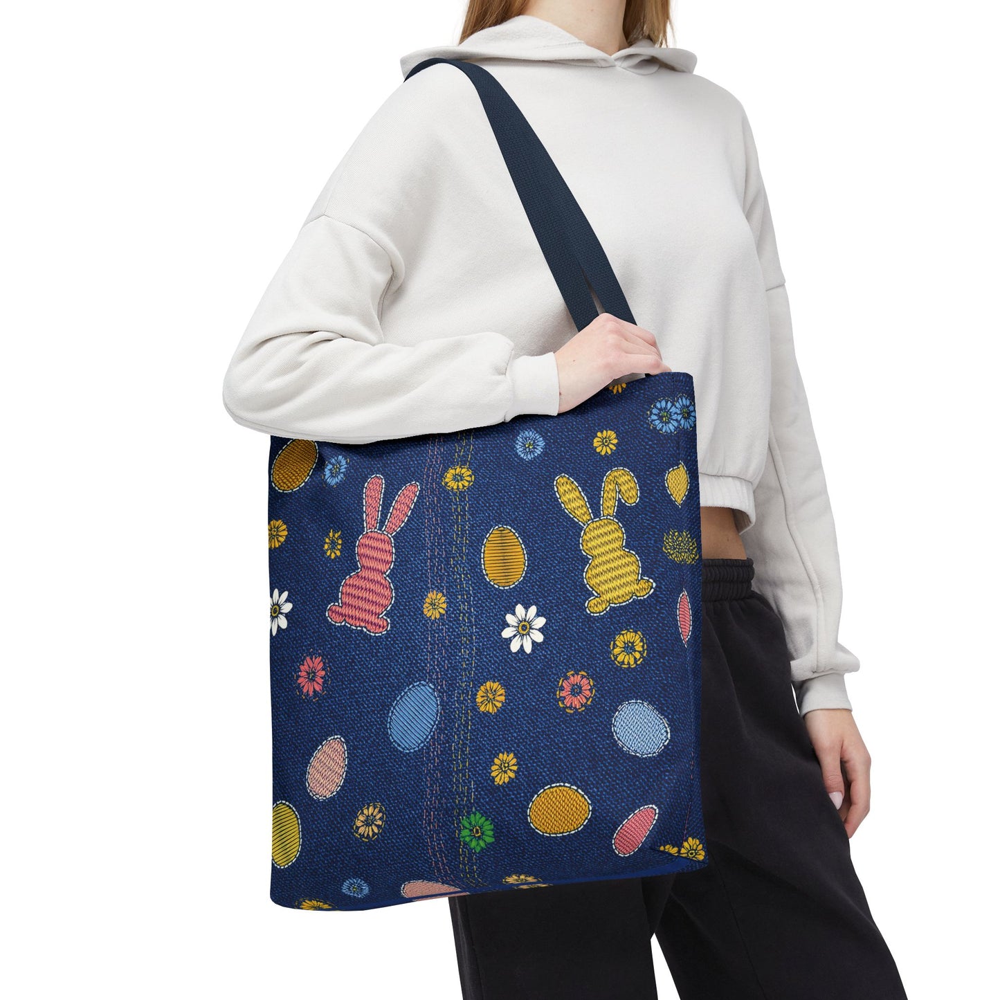 Easter Graphic Design Denim Fabric Imitation Print Unisex Canvas Bag Poly Spun 3 Sizes Tote Bag 204-4
