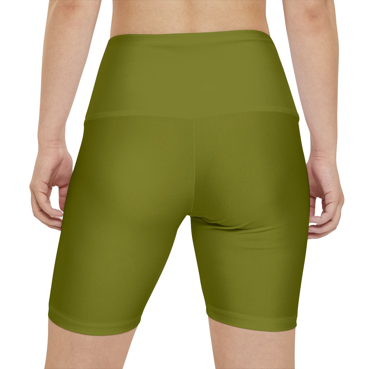 Olive Green Women’s Workout Shorts – High-Waist Biker Athletic Shorts