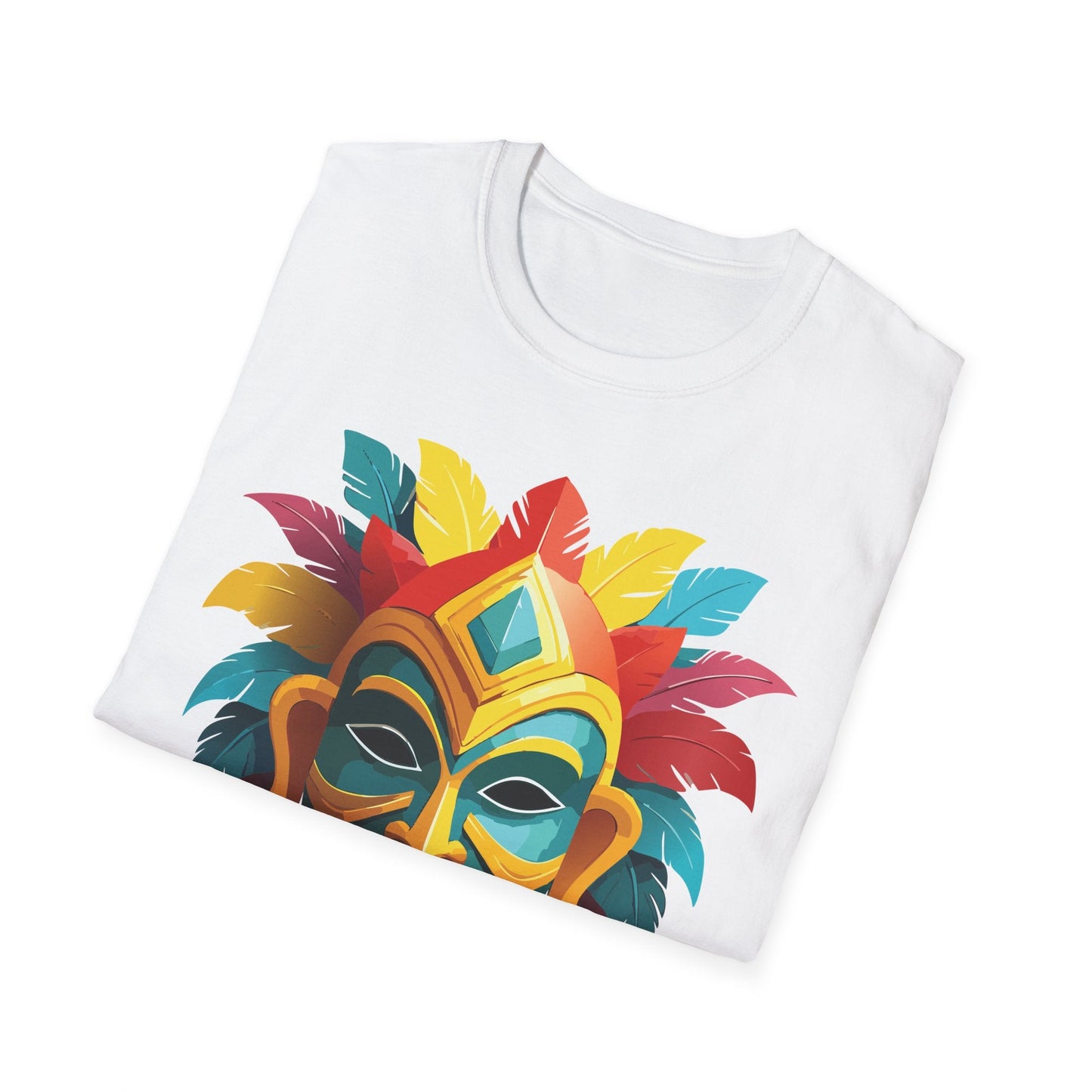 Unisex Mask Tee Shirt Gildan Softstyle 64000 Cotton Masquerade Design For Everyday Wear