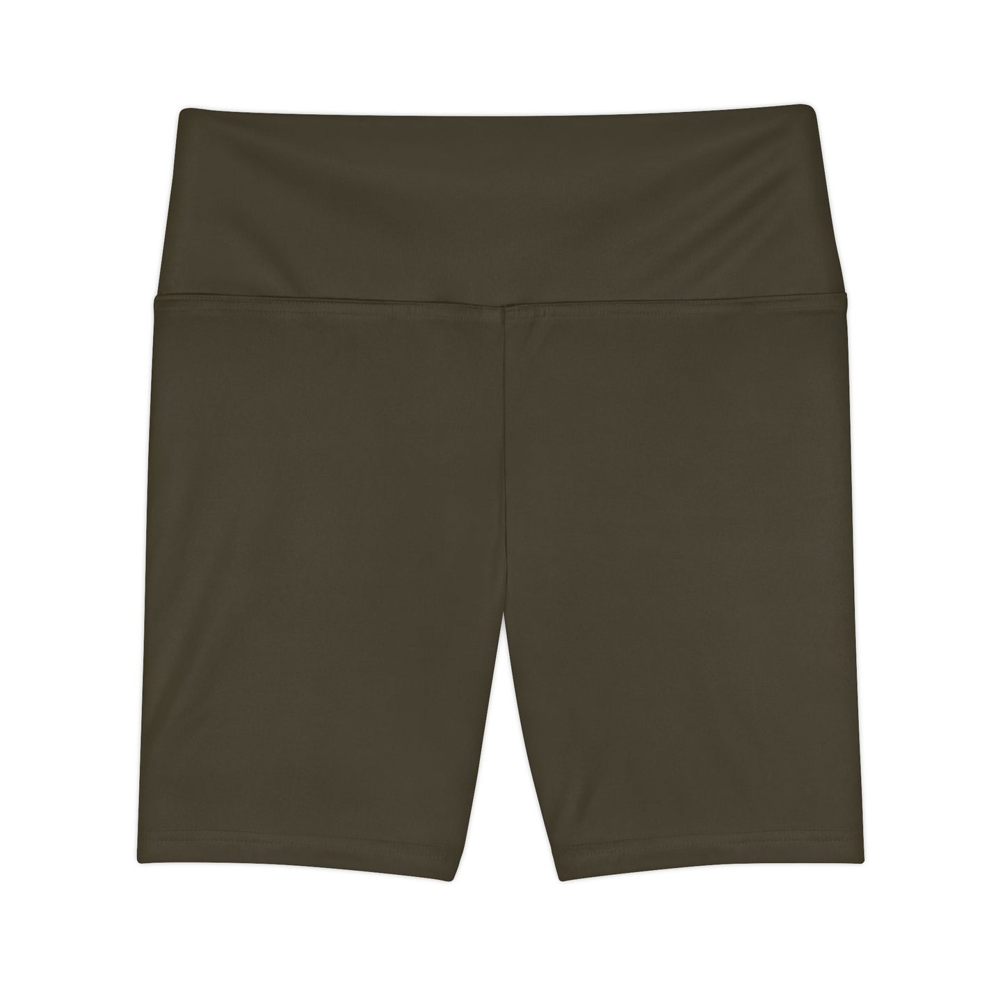 Dark Khaki High-Waist Women's Workout Shorts — Olive Biker Fitness Shorts
