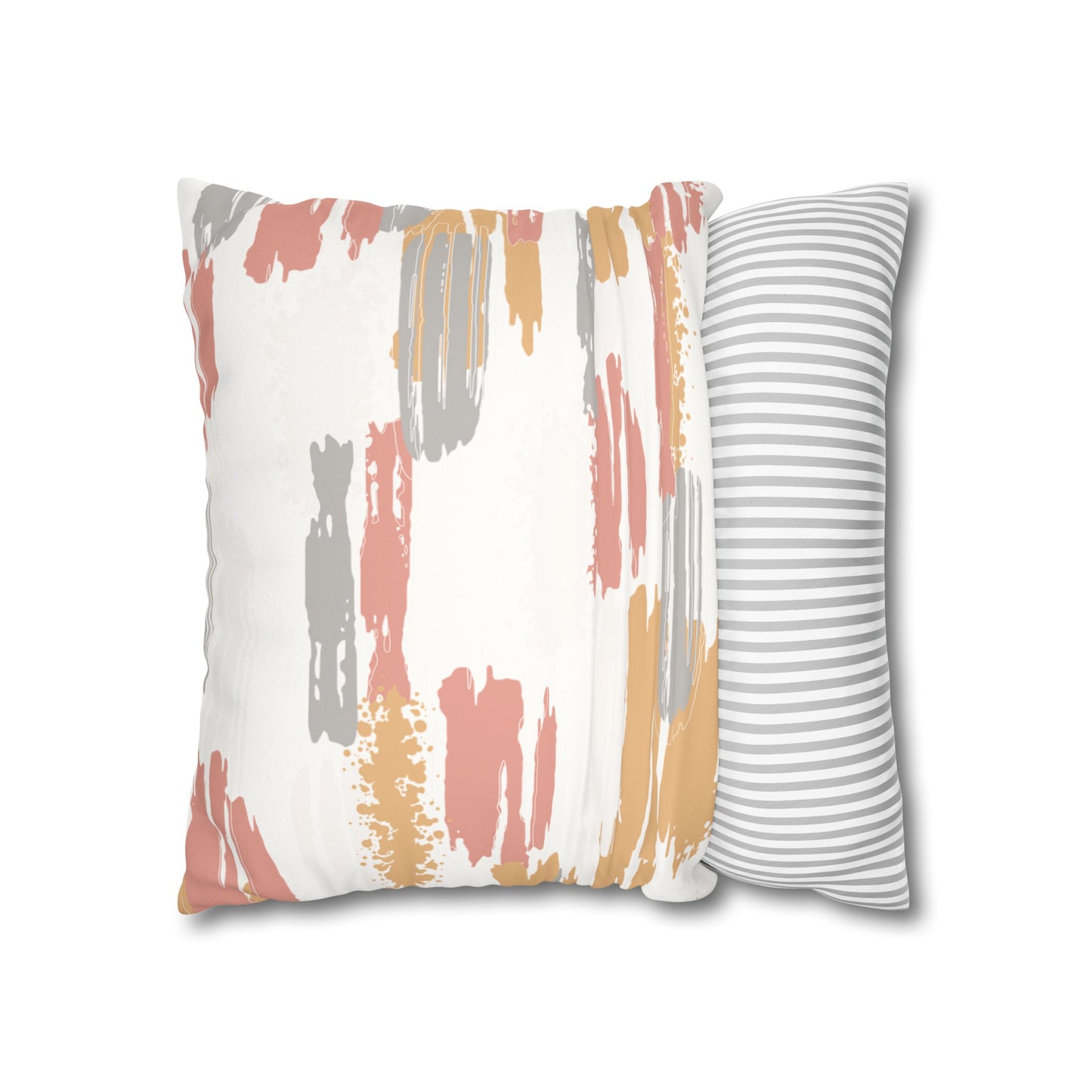 Faux Suede Pillowcase with Abstract print