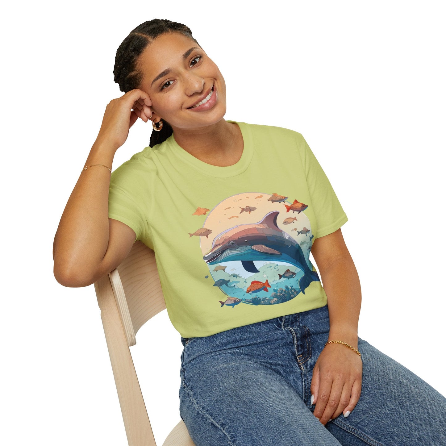 Dolphin Shirt Unisex Softstyle T Shirt 64000 100 Percent Ring Spun Cotton Tee For Everyday Comfort