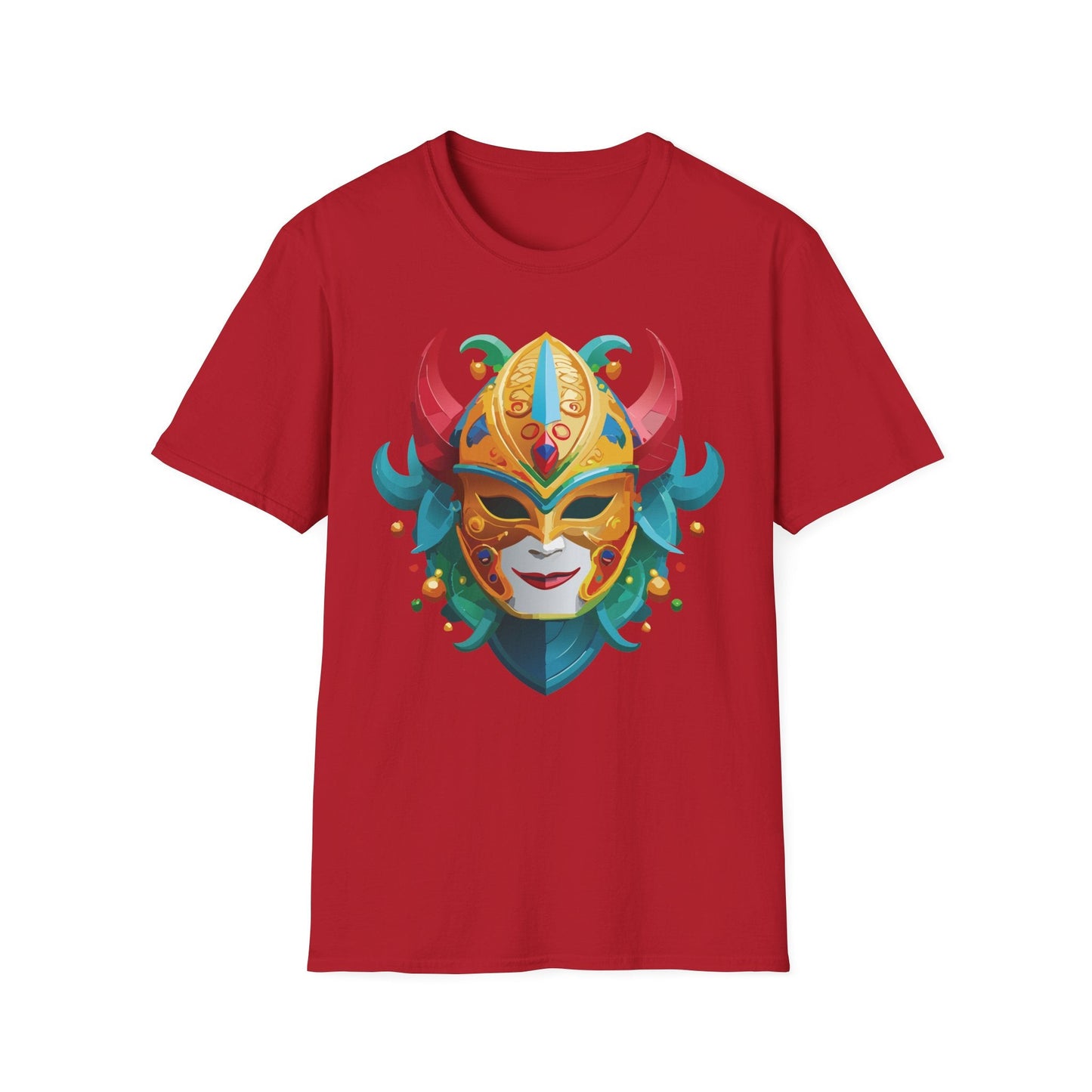 Unisex Mask Tee Shirt Softstyle Gildan 64000 Cotton Tee Masquerade Design Artwork