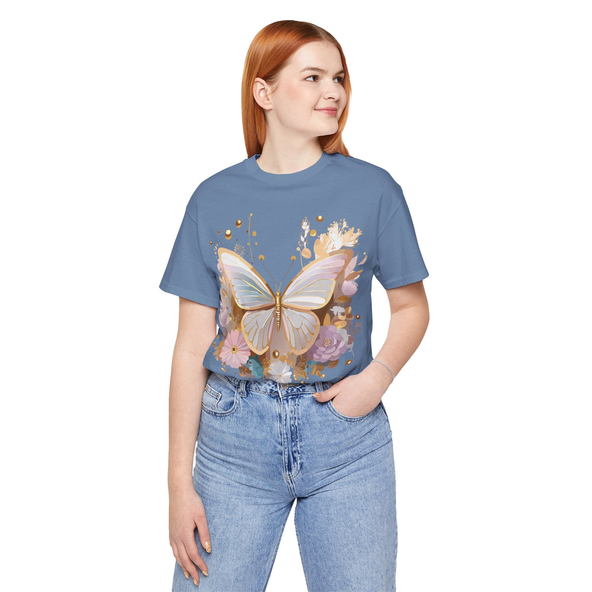 Butterfly Graphic Unisex Cotton Bella+Canvas Tee with Art Design n67