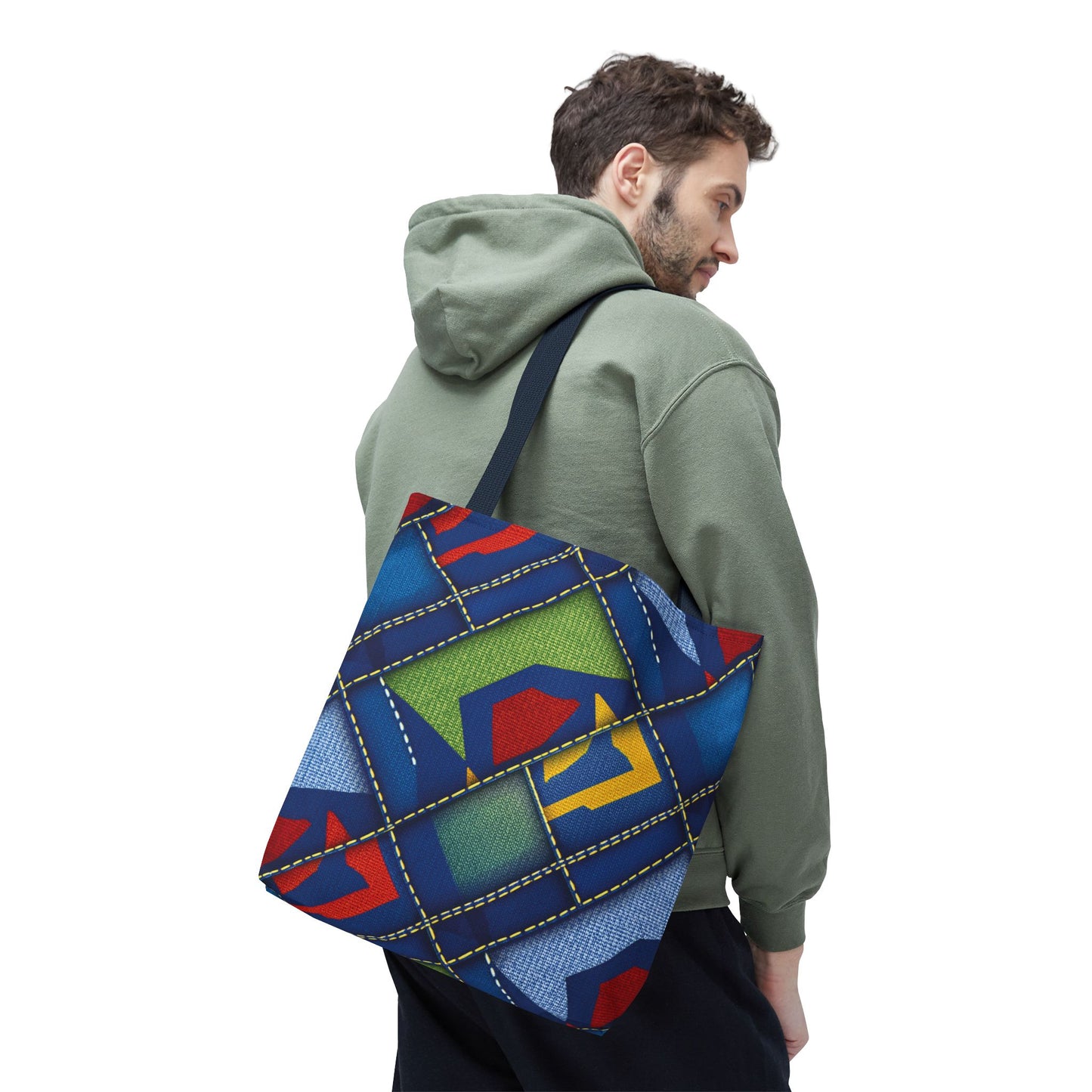Denim Fabric Imitation Print Unisex Canvas Bag Poly Spun 3 Sizes Tote Bag 139