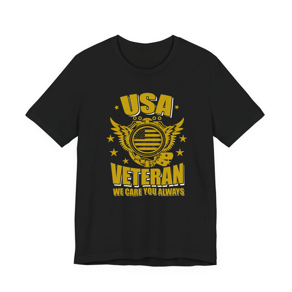 USA Veteran T-Shirt Military Emblem Winged Badge Stars Unisex Cotton v59