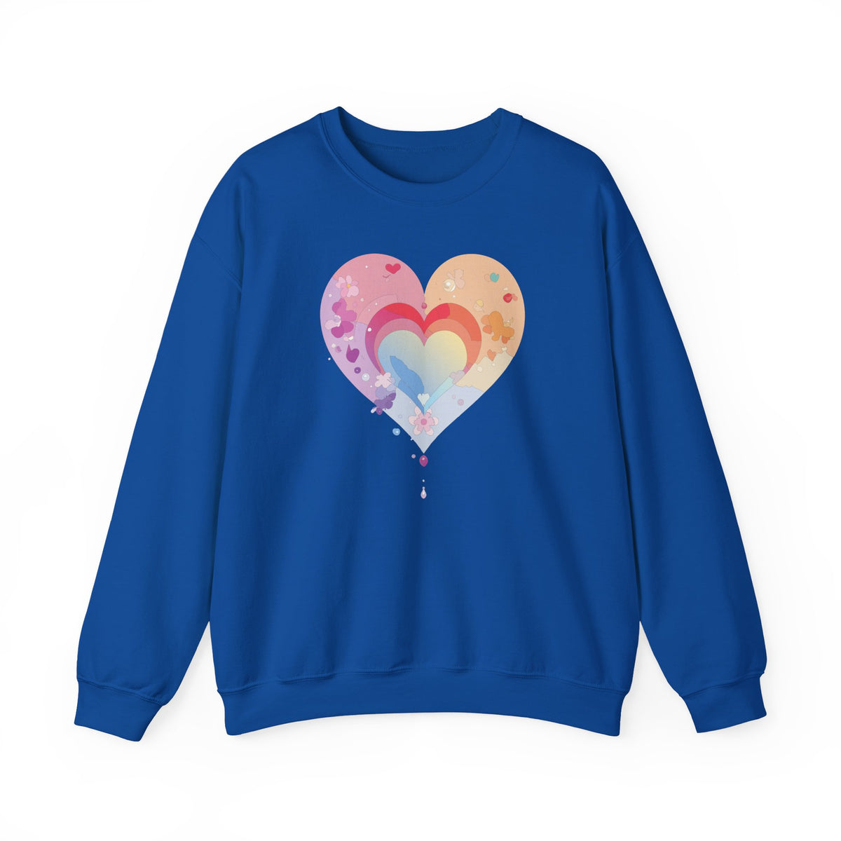 Rainbow Heart Sweatshirt, Floral Heart Sweatshirt, Floral Love Sweatshirt, Valentine's Day Sweatshirt, Rainbow Heart Floral Sweatshirt 114