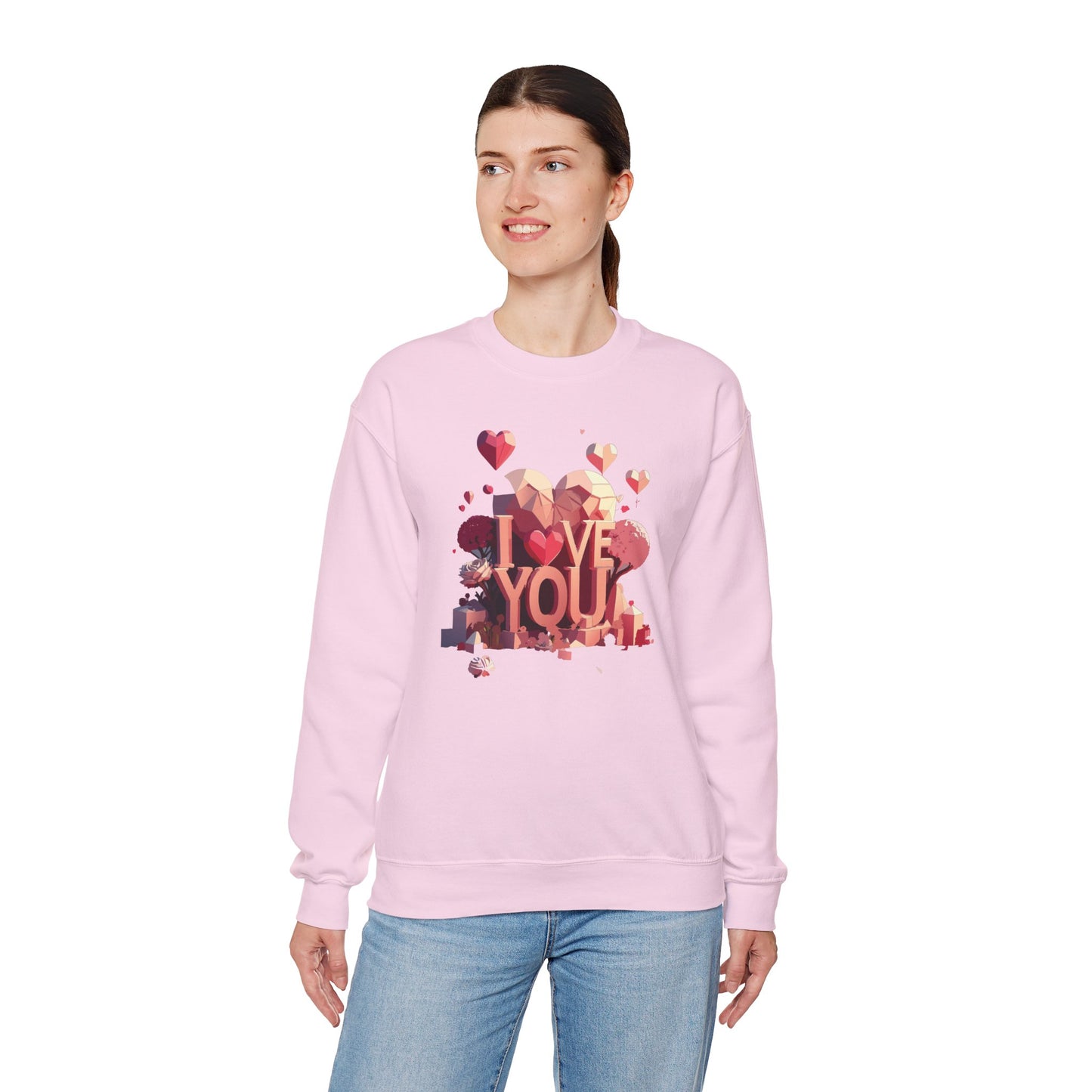 Unisex Big Heart Love Sweatshirt, Love Heart Sweatshirt, Floral Love Sweatshirt, 50/50 Cotton-Poly Valentine's Day Sweatshirt 10