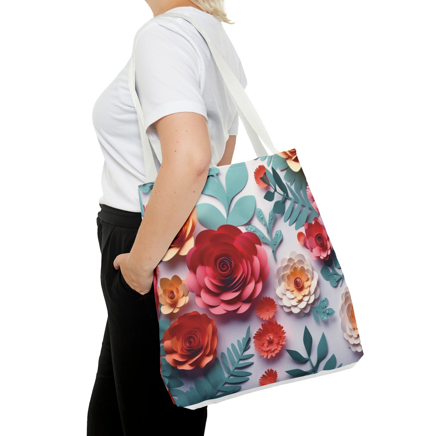 Canvastasche mit floralen Prints 