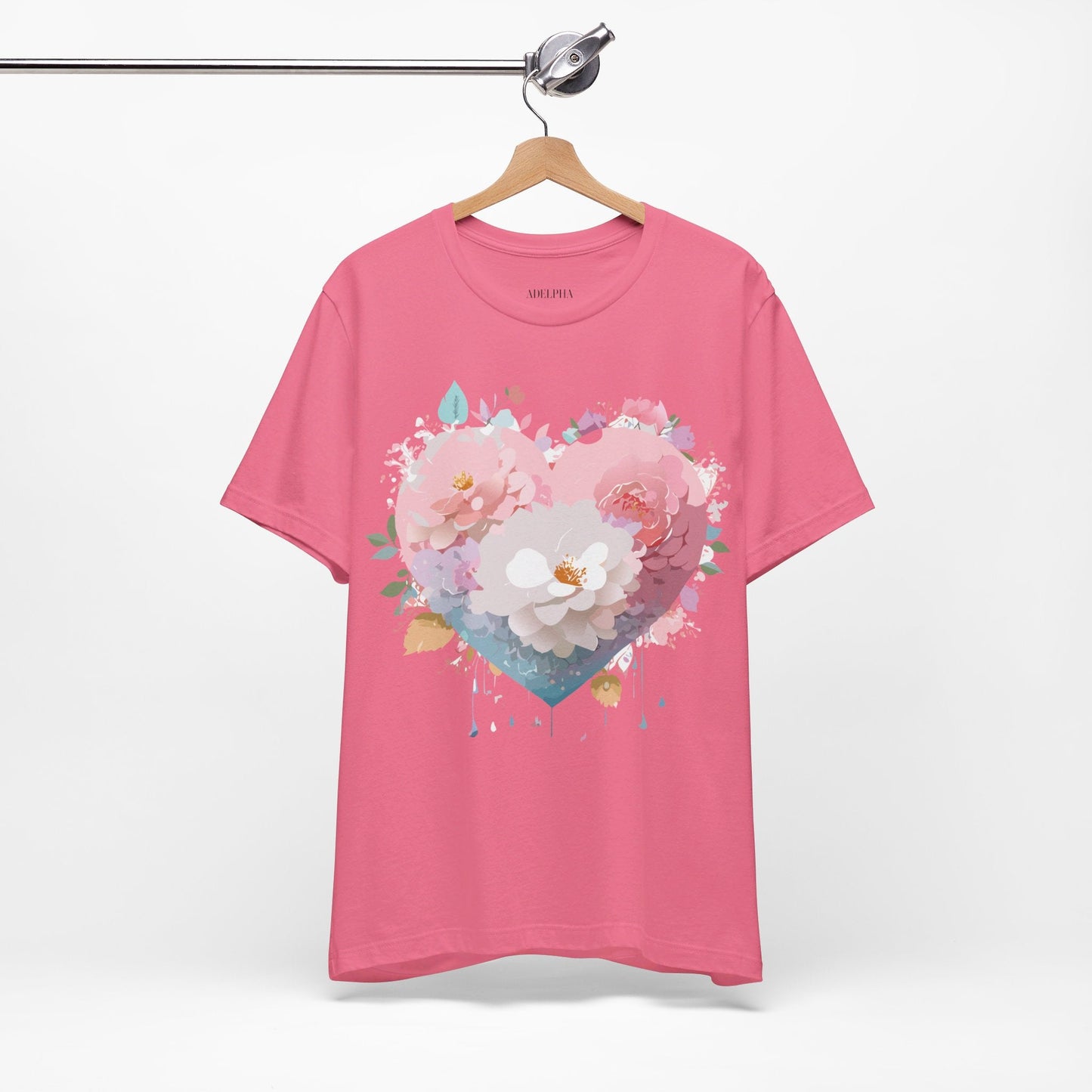 Valentine Day Graphic Unisex 100 Cotton Vintage Artwork with Love and Flower Design Tee 35