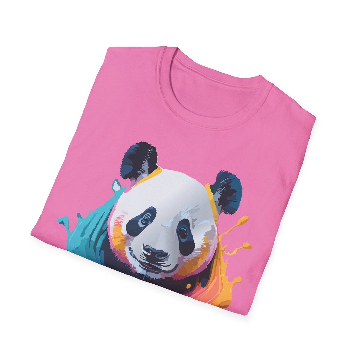 Unisex Panda Shirt T Shirt With Panda Animal Print Tee Softstyle Gildan 64000 100 Percent Ring Spun Cotton