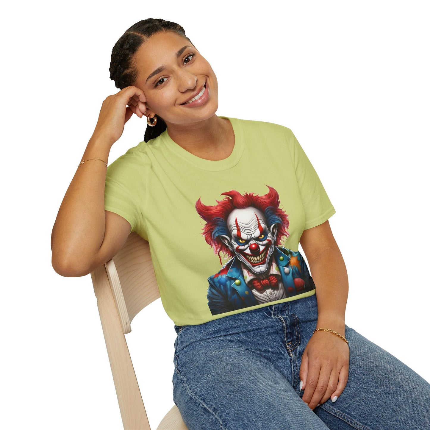 Unisex Clown Shirt With Funny Man Circus Print Tee Gildan Softstyle 64000 Classic Comfort Wear