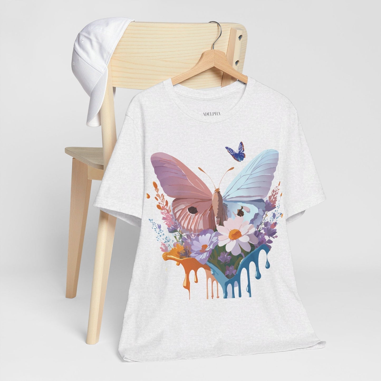 Butterfly Graphic Unisex 100 Cotton Lightweight Vintage Floral Design Jersey Tee 69