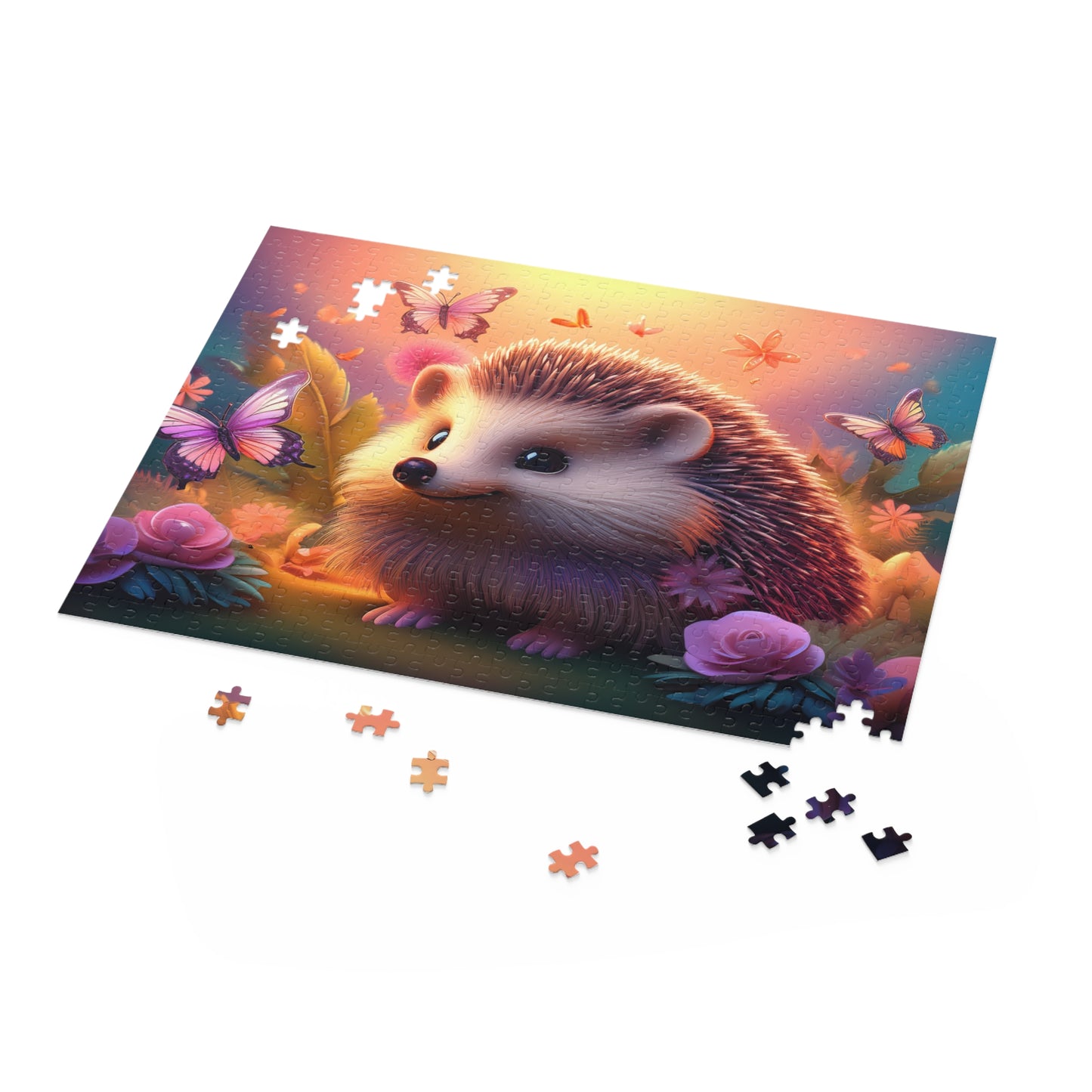 Puzzles-56 Kids Hedgehog Puzzle 500-Piece | Floral Hedgehog Puzzle 500-Piece, Animals Kids Puzzles Size: 16" x 20",  Ages 9+