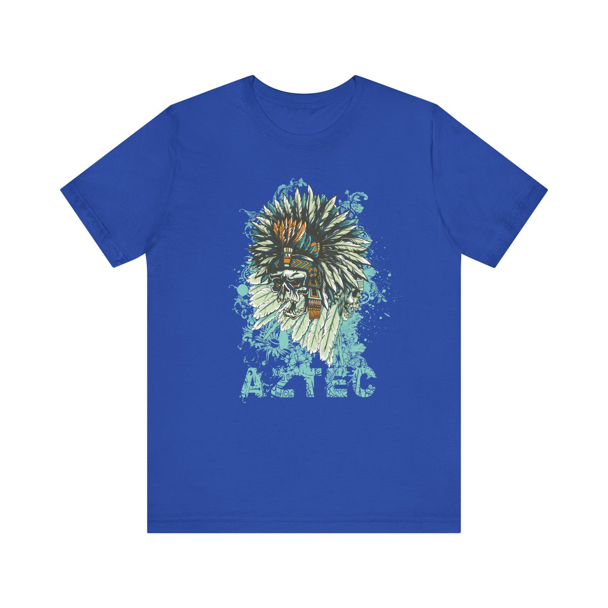 Aztec Headdress Skull T-Shirt Tribal Skull Graphic Unisex Cotton Tee Art-14