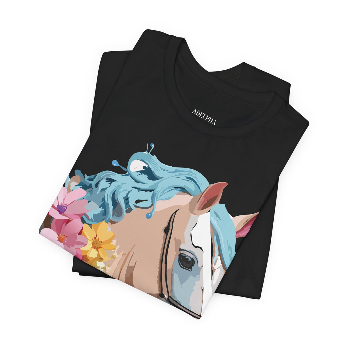 Horse Graphic Unisex Cotton Bella+Canvas Tee with Art Animal Design e305