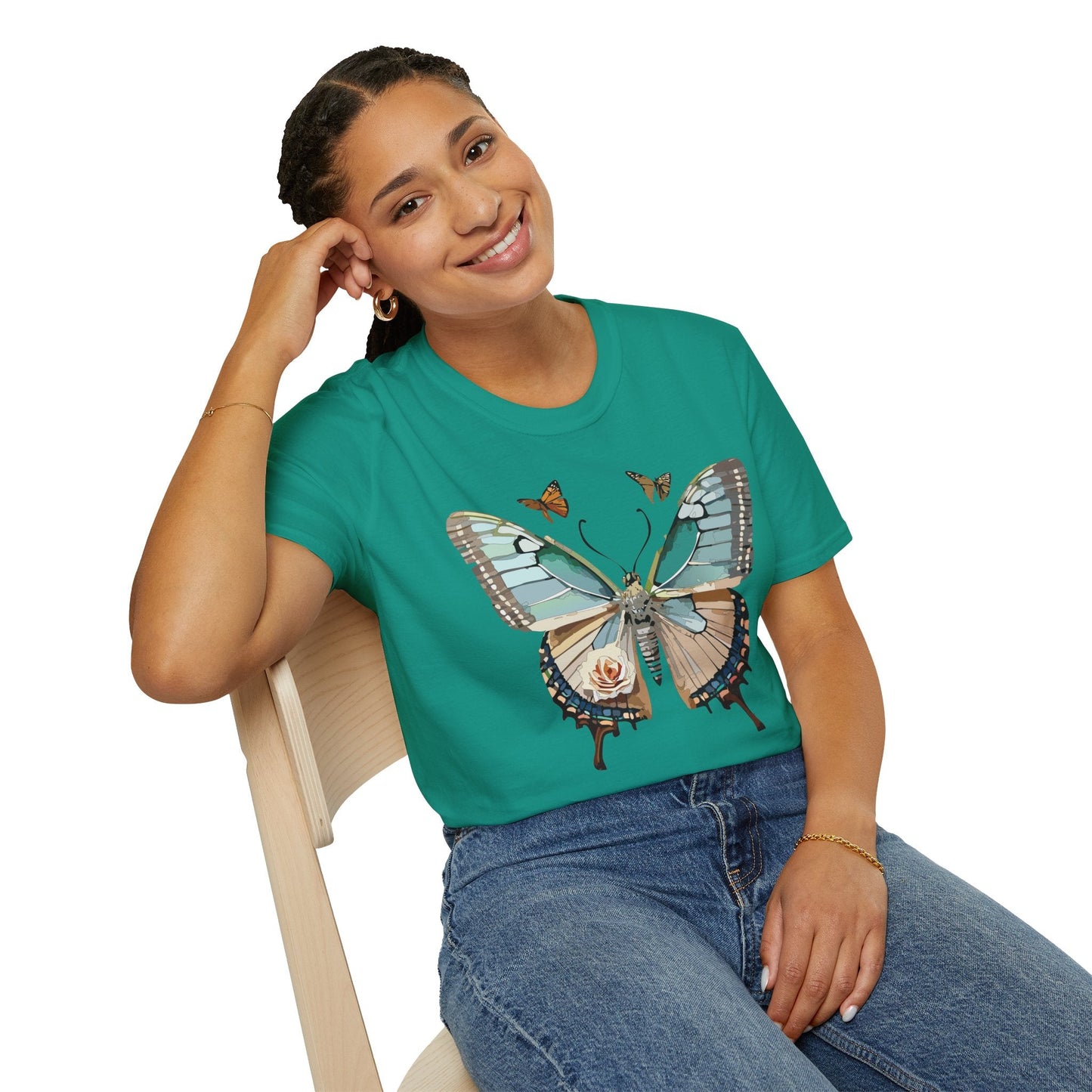 Butterfly Shirt Unisex T Shirt Monarch Print Softstyle Premium Gildan 64000 Cotton Tee