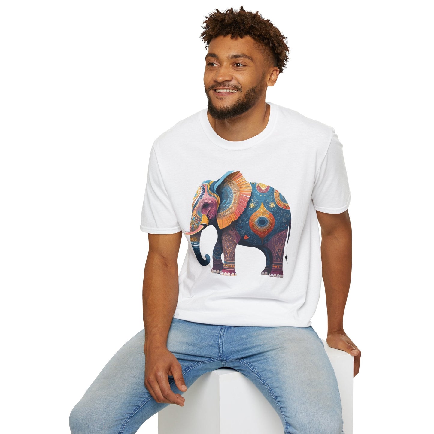 Elephant T Shirt Unisex Gildan Softstyle 64000 Tee With Animal Elephant Graphic Artwork