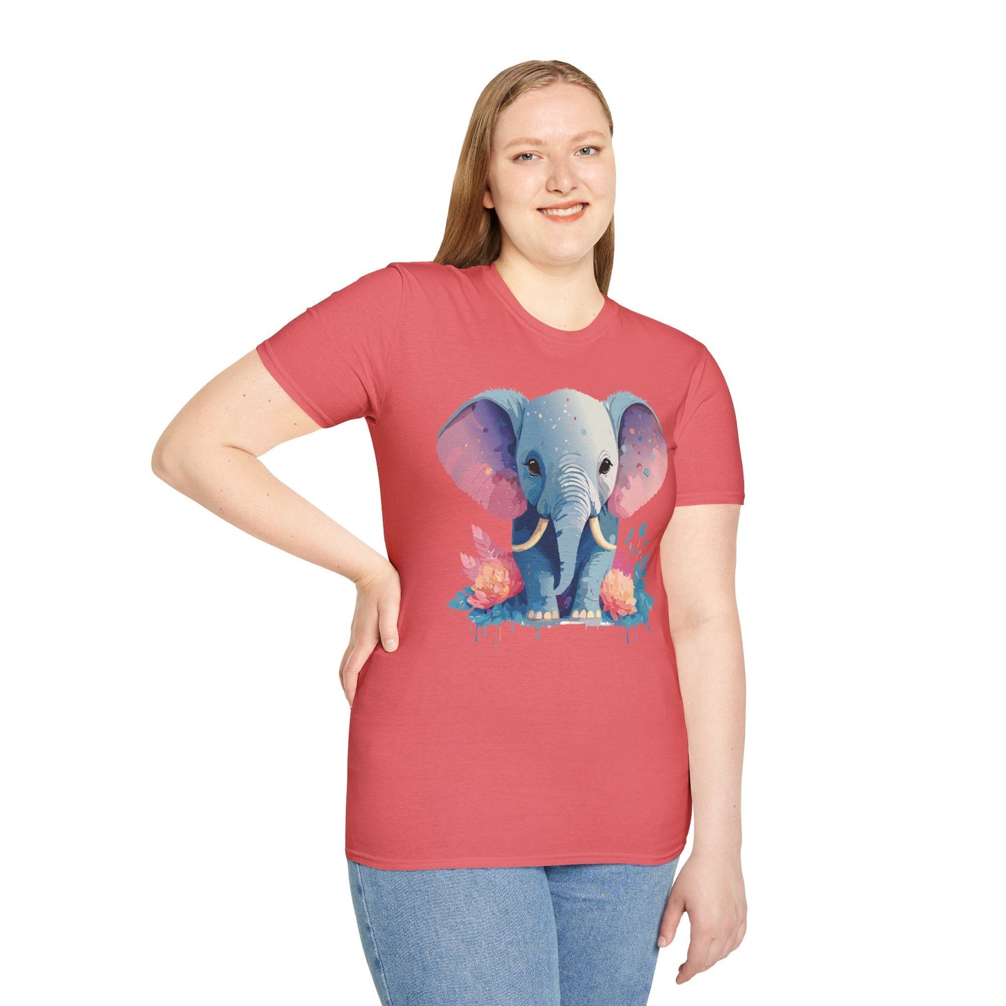 Elephant T Shirt For Adults Unisex Gildan Softstyle 64000 100 Percent Ring Spun Cotton Tee