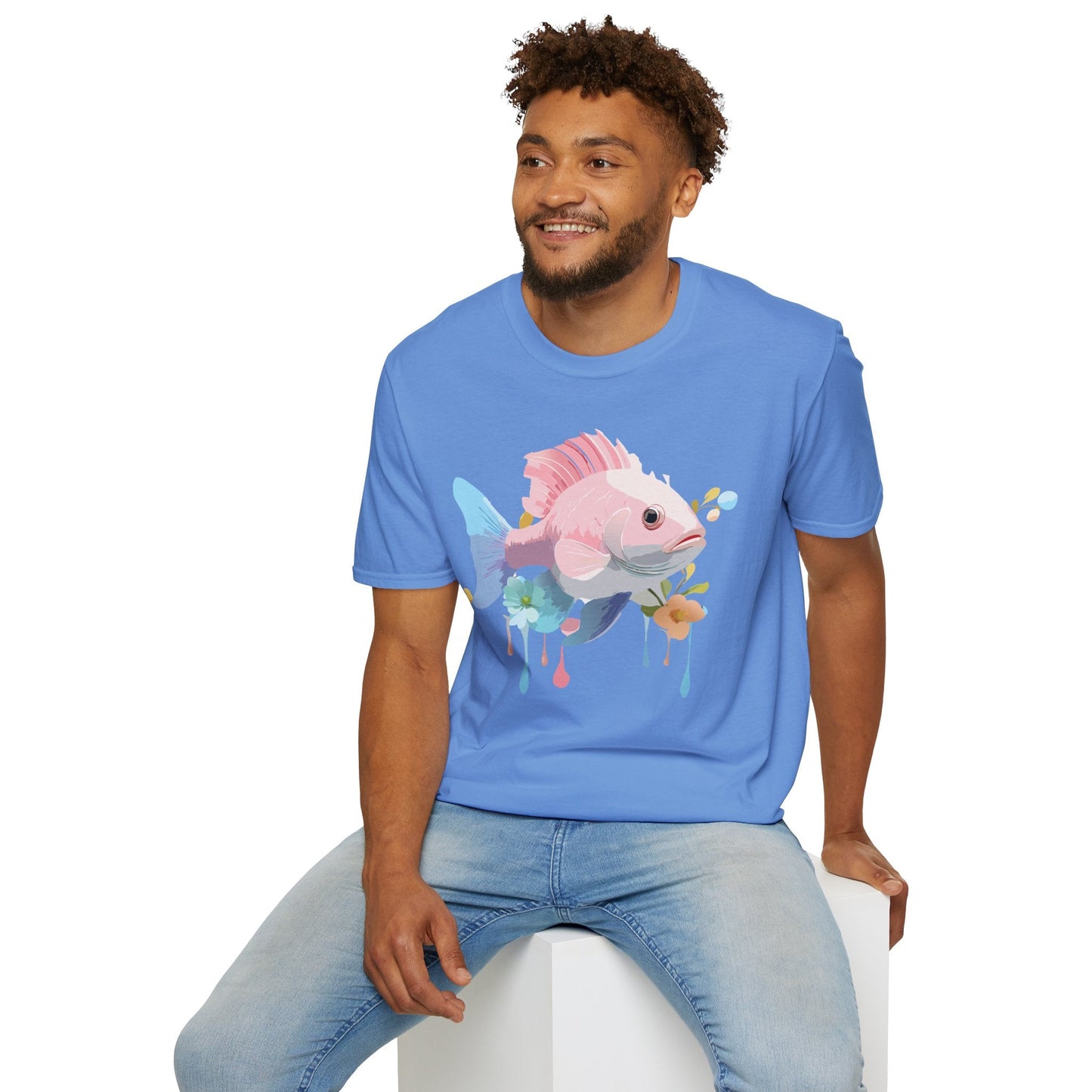 Fish Art Design Shirt Unisex Graphic Tee With Fish Illustration Gildan Softstyle 64000