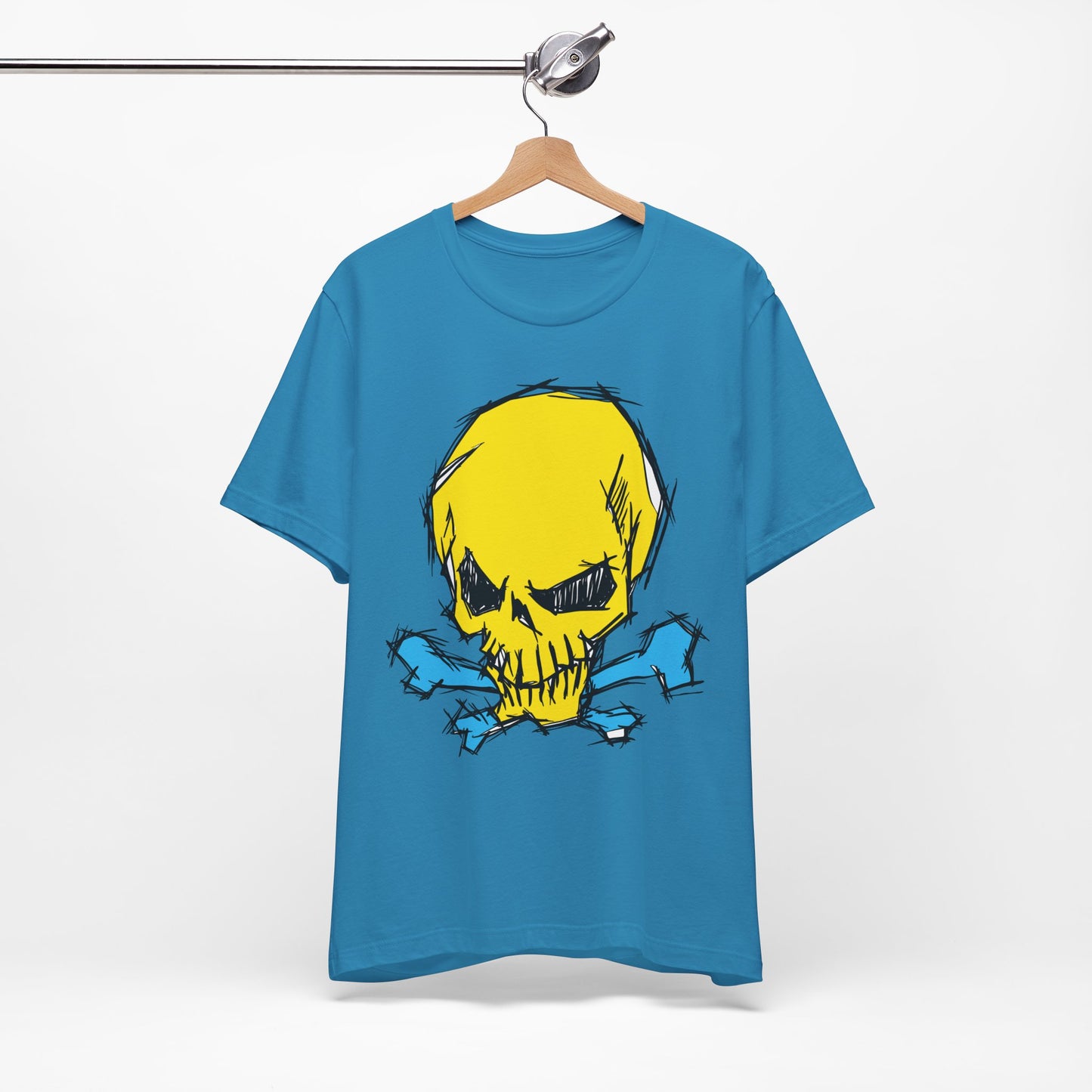 2-Yellow Skull Graphic Design Tee, Skull Shirt, Vintage Tees, Art Design T-Shirt, Vintage Graphic Tee, Art Shirts with Skulls