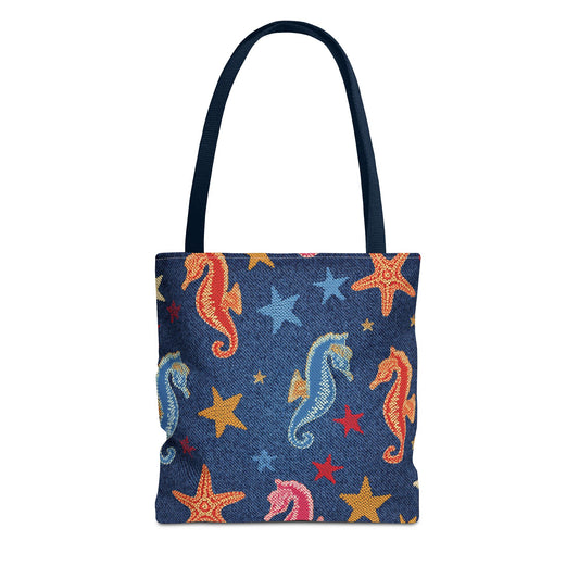 Denim Fabric Imitation Print Unisex Canvas Bag Poly Spun 3 Sizes Tote Bag 182-19