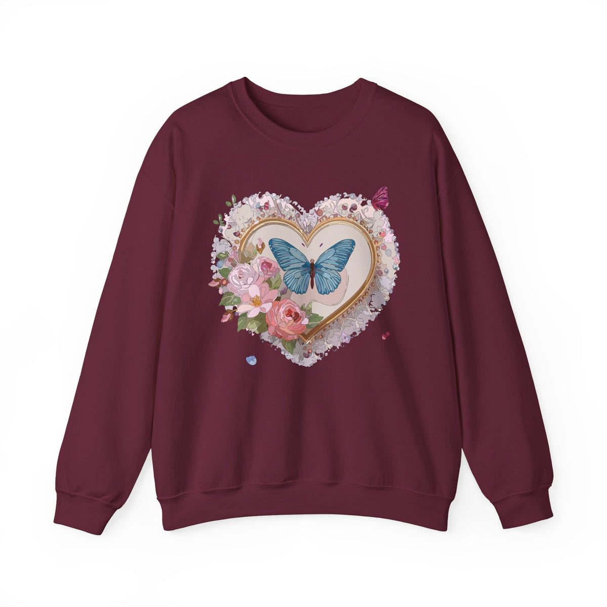 Floral Heart Love Graphic Valentine's Day Sweatshirt Unisex 50/50 Cotton-Poly Sweatshirt w36