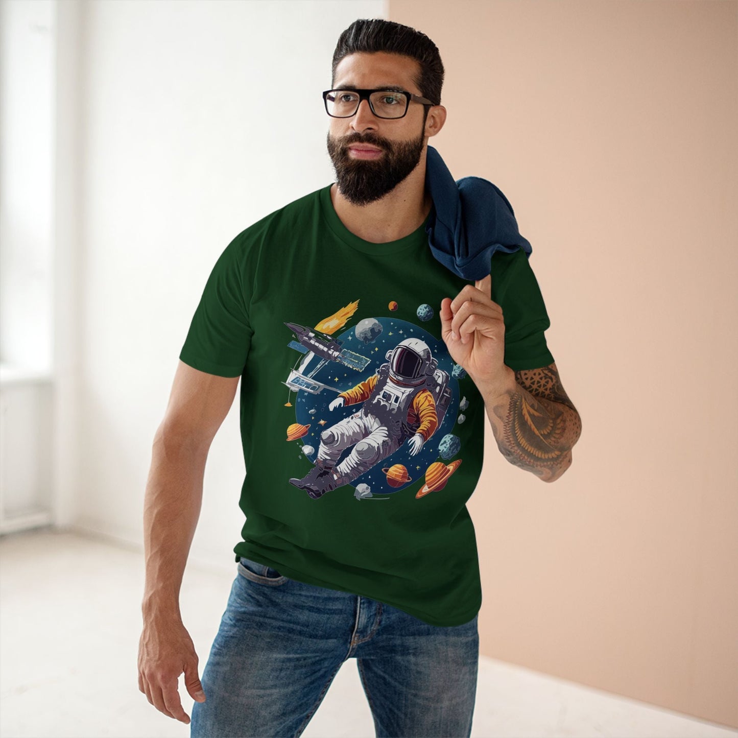 Cosmos Astronaut Shirt Unisex Premium Cotton Tee With Original Art Design By Retro2Nova