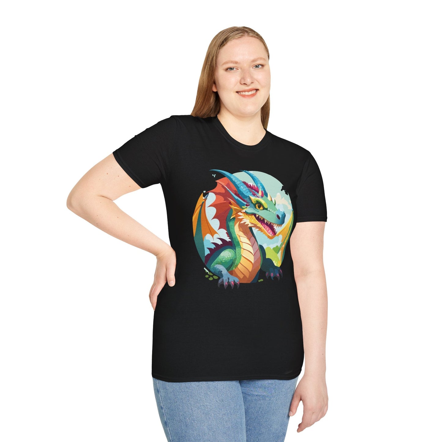 Unisex Dragon Graphic Tee By Gildan Softstyle 64000 Short Sleeve Cotton Tee Art Design